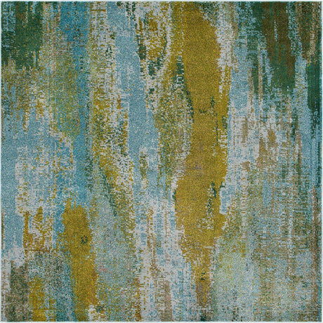 Turquoise 8' x 8' Jardin Square Area Rug 100% Polypropylene With Cotton Backing Colorful & Vivid Modern Carpet for Home Decor for Sale at Rug Engine