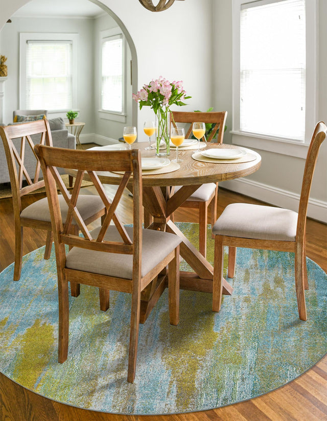 Turquoise 8' x 8' Jardin Round Rug
