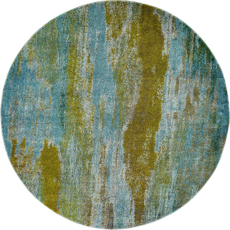 Turquoise 6' 1 x 6' 1 Jardin Round Area Rug 100% Polypropylene With Cotton Backing Colorful & Vivid Modern Carpet for Home Decor for Sale at Rug Engine