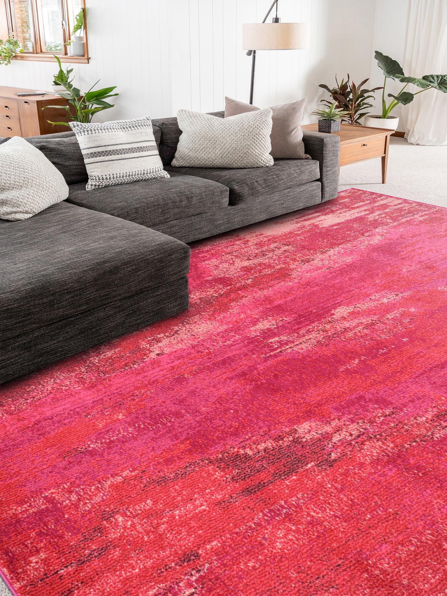 Pink 5' 1 x 8' Jardin Rectangle Area Rug 100% Polypropylene With Cotton Backing Colorful & Vivid Modern Carpet for Home Decor for Sale at Rug Engine