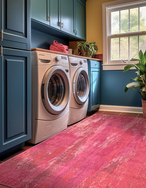 Pink 5' 1 x 8' Jardin Rectangle Area Rug 100% Polypropylene With Cotton Backing Colorful & Vivid Modern Carpet for Home Decor for Sale at Rug Engine