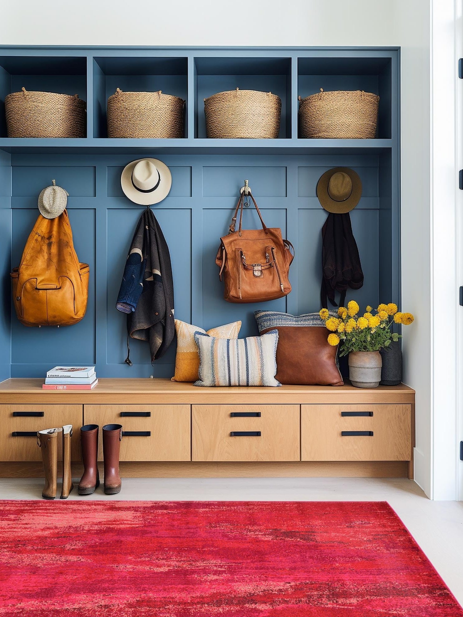 Pink 6' 1 x 9' Jardin Rectangle Area Rug 100% Polypropylene With Cotton Backing Colorful & Vivid Modern Carpet for Home Decor for Sale at Rug Engine