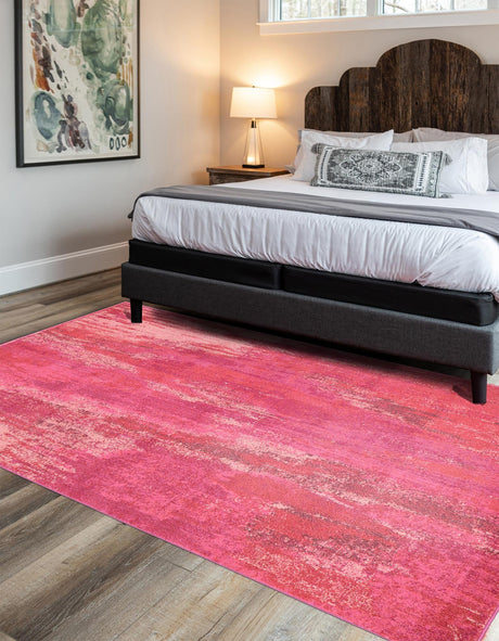 Pink 7' 1 x 10' Jardin Rectangle Area Rug 100% Polypropylene With Cotton Backing Colorful & Vivid Modern Carpet for Home Decor for Sale at Rug Engine