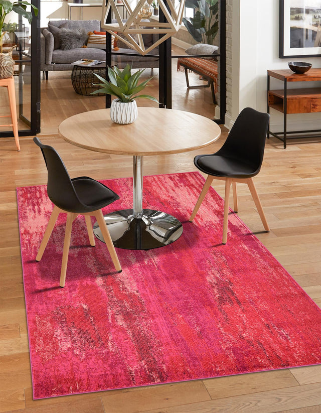 Pink 5' 1 x 8' Jardin Rectangle Area Rug 100% Polypropylene With Cotton Backing Colorful & Vivid Modern Carpet for Home Decor for Sale at Rug Engine