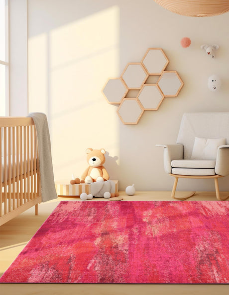 Pink 8' x 8' Jardin Square Area Rug 100% Polypropylene With Cotton Backing Colorful & Vivid Modern Carpet for Home Decor for Sale at Rug Engine