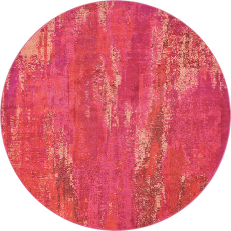 Pink 8' x 8' Jardin Round Area Rug 100% Polypropylene With Cotton Backing Colorful & Vivid Modern Carpet for Home Decor for Sale at Rug Engine
