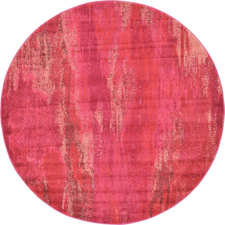 Pink 6' 1 x 6' 1 Jardin Round Area Rug 100% Polypropylene With Cotton Backing Colorful & Vivid Modern Carpet for Home Decor for Sale at Rug Engine