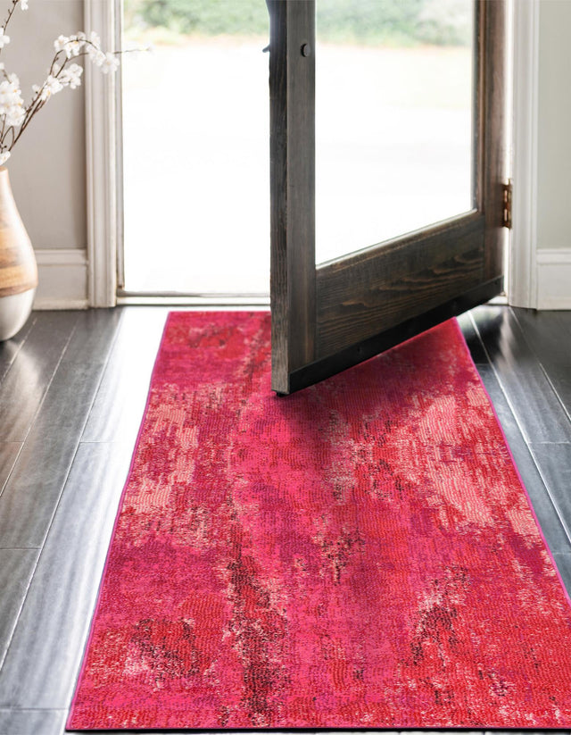 Pink 2' 7 x 10' Jardin Runner Area Rug 100% Polypropylene With Cotton Backing Colorful & Vivid Modern Carpet for Home Decor for Sale at Rug Engine