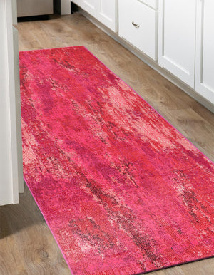 Pink 2' 7 x 10' Jardin Runner Area Rug 100% Polypropylene With Cotton Backing Colorful & Vivid Modern Carpet for Home Decor for Sale at Rug Engine