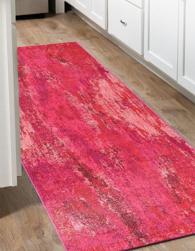 Pink 2' 7 x 10' Jardin Runner Area Rug 100% Polypropylene With Cotton Backing Colorful & Vivid Modern Carpet for Home Decor for Sale at Rug Engine