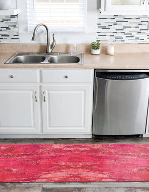 Pink 2' 7 x 10' Jardin Runner Area Rug 100% Polypropylene With Cotton Backing Colorful & Vivid Modern Carpet for Home Decor for Sale at Rug Engine