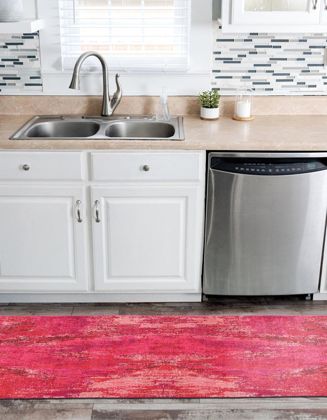 Pink 2' 7 x 10' Jardin Runner Area Rug 100% Polypropylene With Cotton Backing Colorful & Vivid Modern Carpet for Home Decor for Sale at Rug Engine