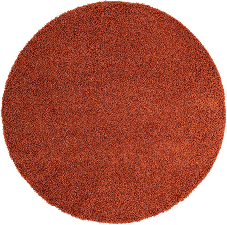 Terracotta 7' 10 x 7' 10 Solid Shag Round Area Rug Thick Soft Touch Fluffy & Plush Shaggy Pile