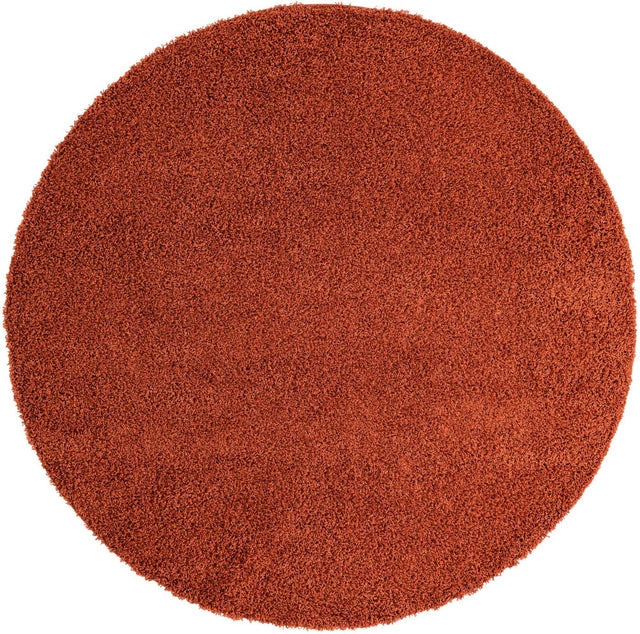 Terracotta 7' 10 x 7' 10 Solid Shag Round Area Rug Thick Soft Touch Fluffy & Plush Shaggy Pile