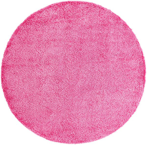 Taffy Pink 7' 10 x 7' 10 Solid Shag Round Area Rug Thick Soft Touch Fluffy & Plush Shaggy Pile
