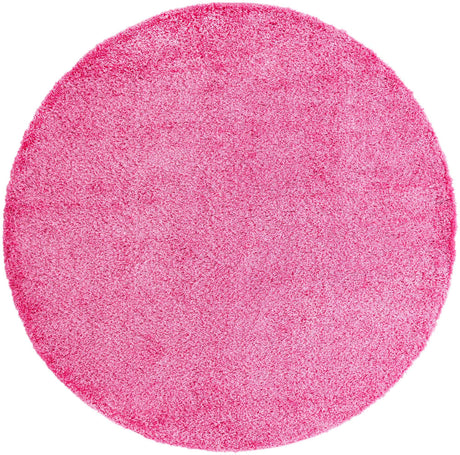 Taffy Pink 7' 10 x 7' 10 Solid Shag Round Area Rug Thick Soft Touch Fluffy & Plush Shaggy Pile