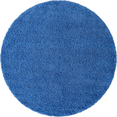 Periwinkle Blue 7' 10 x 7' 10 Solid Shag Round Area Rug Thick Soft Touch Fluffy & Plush Shaggy Pile