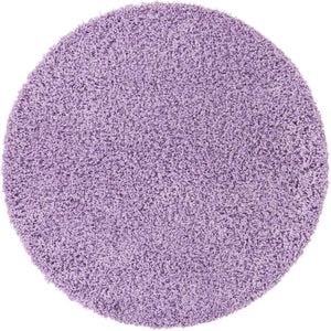 Lilac 7' 10 x 7' 10 Solid Shag Round Area Rug Thick Soft Touch Fluffy & Plush Shaggy Pile