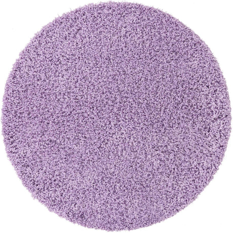 Lilac 7' 10 x 7' 10 Solid Shag Round Area Rug Thick Soft Touch Fluffy & Plush Shaggy Pile