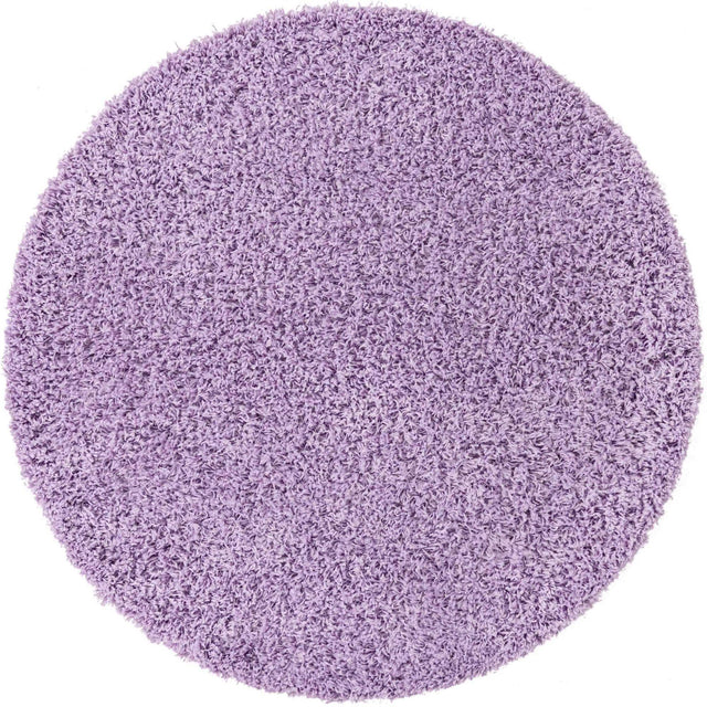 Lilac 7' 10 x 7' 10 Solid Shag Round Area Rug Thick Soft Touch Fluffy & Plush Shaggy Pile