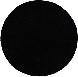 Jet Black 7' 10 x 7' 10 Solid Shag Round Area Rug Thick Soft Touch Fluffy & Plush Shaggy Pile