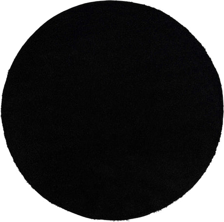Jet Black 7' 10 x 7' 10 Solid Shag Round Area Rug Thick Soft Touch Fluffy & Plush Shaggy Pile