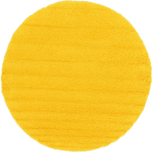 Tuscan Sun Yellow 7' 10 x 7' 10 Solid Shag Round Area Rug Thick Soft Touch Fluffy & Plush Shaggy Pile