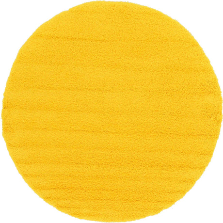Tuscan Sun Yellow 7' 10 x 7' 10 Solid Shag Round Area Rug Thick Soft Touch Fluffy & Plush Shaggy Pile