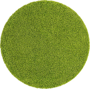 Grass Green 7' 10 x 7' 10 Solid Shag Round Area Rug Thick Soft Touch Fluffy & Plush Shaggy Pile