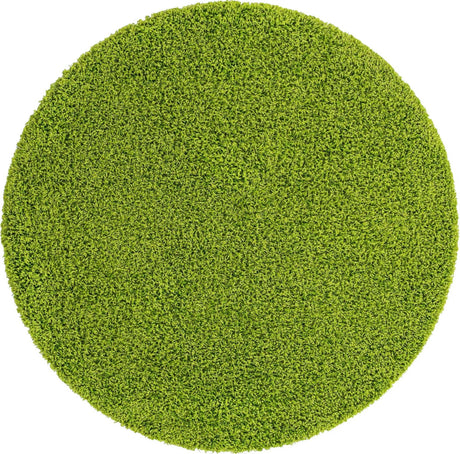 Grass Green 7' 10 x 7' 10 Solid Shag Round Area Rug Thick Soft Touch Fluffy & Plush Shaggy Pile