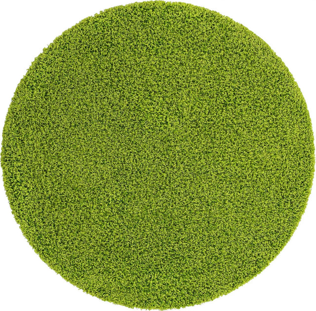 Grass Green 7' 10 x 7' 10 Solid Shag Round Area Rug Thick Soft Touch Fluffy & Plush Shaggy Pile