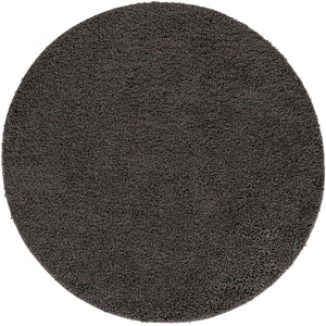 Graphite Gray 7' 10 x 7' 10 Solid Shag Round Area Rug Thick Soft Touch Fluffy & Plush Shaggy Pile