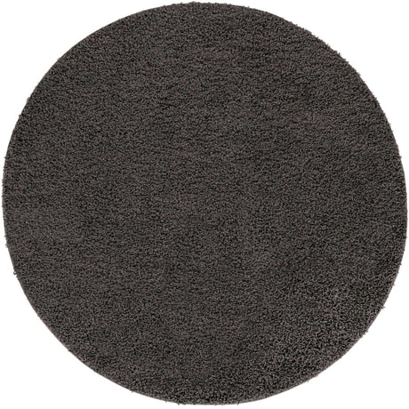 Graphite Gray 7' 10 x 7' 10 Solid Shag Round Area Rug Thick Soft Touch Fluffy & Plush Shaggy Pile