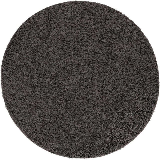 Graphite Gray 7' 10 x 7' 10 Solid Shag Round Area Rug Thick Soft Touch Fluffy & Plush Shaggy Pile