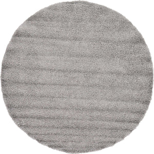 Cloud Gray 7' 10 x 7' 10 Solid Shag Round Area Rug Thick Soft Touch Fluffy & Plush Shaggy Pile
