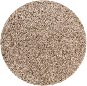 Taupe 8' x 8' Solid Shag Round Rug