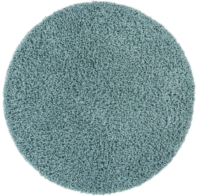 Light Slate Blue 7' 10 x 7' 10 Solid Shag Round Area Rug Thick Soft Touch Fluffy & Plush Shaggy Pile