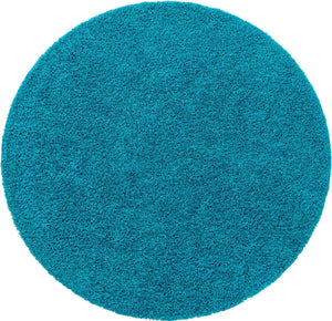 Turquoise 7' 10 x 7' 10 Solid Shag Round Area Rug Thick Soft Touch Fluffy & Plush Shaggy Pile