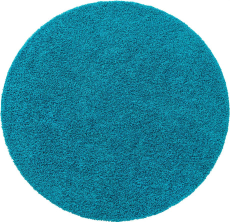Turquoise 7' 10 x 7' 10 Solid Shag Round Area Rug Thick Soft Touch Fluffy & Plush Shaggy Pile