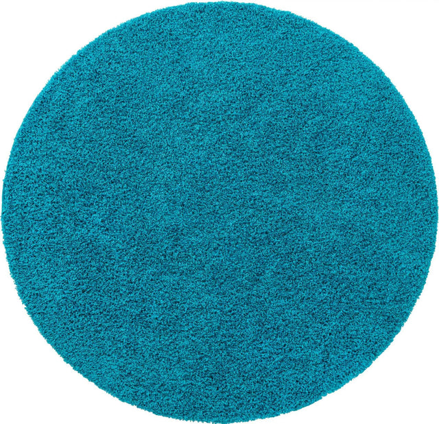 Turquoise 7' 10 x 7' 10 Solid Shag Round Area Rug Thick Soft Touch Fluffy & Plush Shaggy Pile