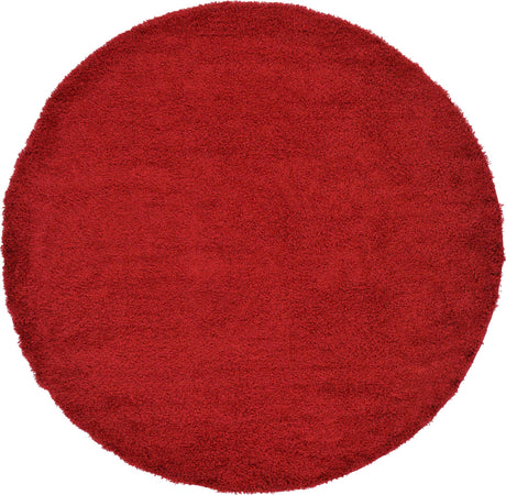 Cherry Red 7' 10 x 7' 10 Solid Shag Round Area Rug Thick Soft Touch Fluffy & Plush Shaggy Pile