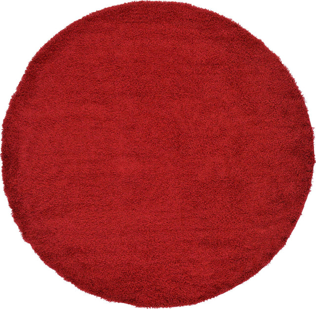 Cherry Red 7' 10 x 7' 10 Solid Shag Round Area Rug Thick Soft Touch Fluffy & Plush Shaggy Pile