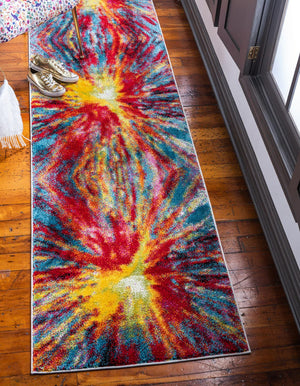 Multicolor 2' x 6' 1 Lyon Runner Area Rug Vivid Colorful Abstract Modern 100% Polypropylene Carpet for Living Room, Dining, Office for Sale at Rug Engine