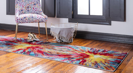 Multicolor 2' 7 x 10' Lyon Runner Area Rug Vivid Colorful Abstract Modern 100% Polypropylene Carpet for Living Room, Dining, Office for Sale at Rug Engine