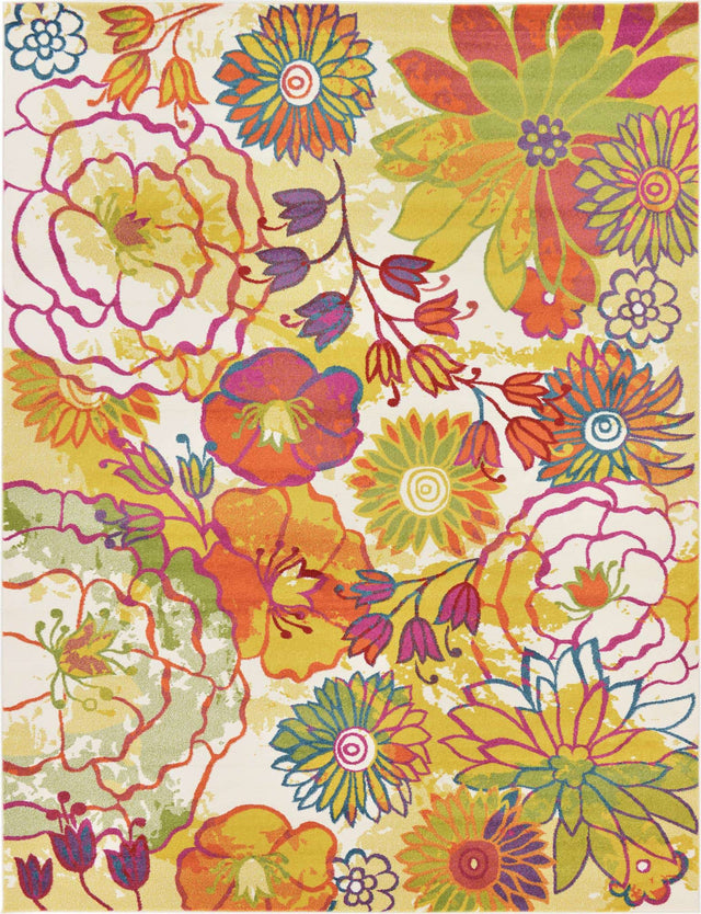 Ivory 9' x 12' 2 Lyon Rectangle Area Rug Vivid Colorful Abstract Modern 100% Polypropylene Carpet for Living Room, Dining, Office for Sale at Rug Engine