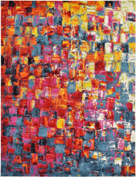Multicolor 9' x 12' Lyon Rectangle Area Rug Vivid Colorful Abstract Modern 100% Polypropylene Carpet for Living Room, Dining, Office for Sale at Rug Engine