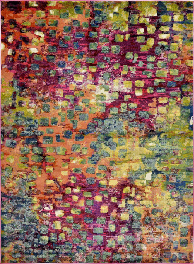 Multicolor 8' x 11' Jardin Rectangle Area Rug 100% Polypropylene With Cotton Backing Colorful & Vivid Modern Carpet for Home Decor for Sale at Rug Engine