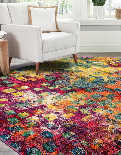Multicolor 8' x 8' Jardin Octagon Area Rug 100% Polypropylene With Cotton Backing Colorful & Vivid Modern Carpet for Home Decor for Sale at Rug Engine