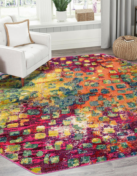 Multicolor 5' x 5' Jardin Octagon Area Rug 100% Polypropylene With Cotton Backing Colorful & Vivid Modern Carpet for Home Decor for Sale at Rug Engine