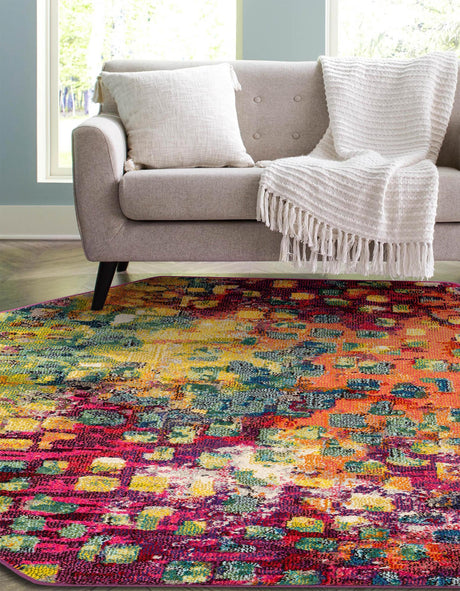 Multicolor 5' x 5' Jardin Octagon Area Rug 100% Polypropylene With Cotton Backing Colorful & Vivid Modern Carpet for Home Decor for Sale at Rug Engine